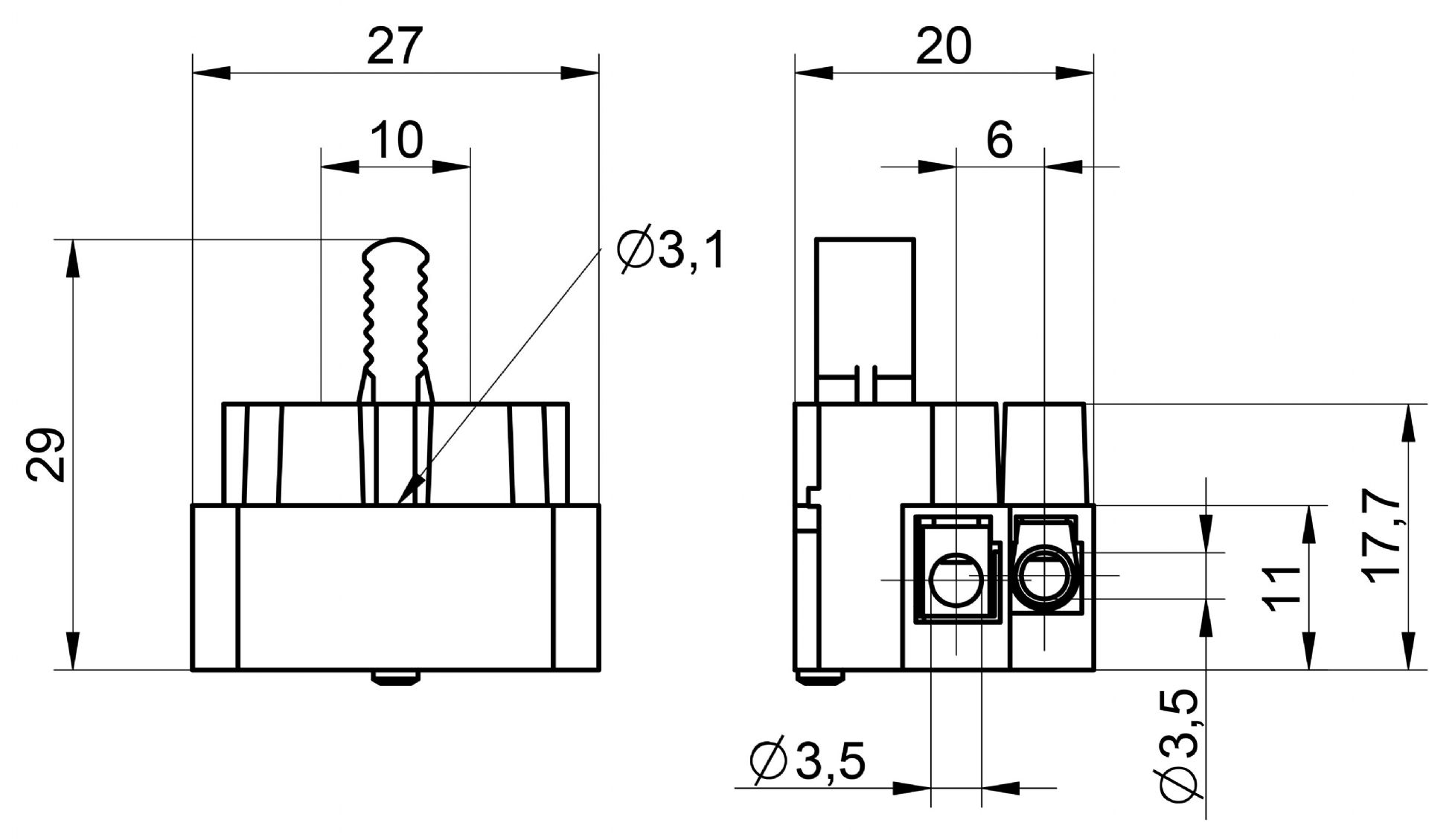 Venta/distribuidor/mayorista Regletas de conexin con fusible para la proteccin de los circuitos en equipos de iluminacin 1106 F/2P
