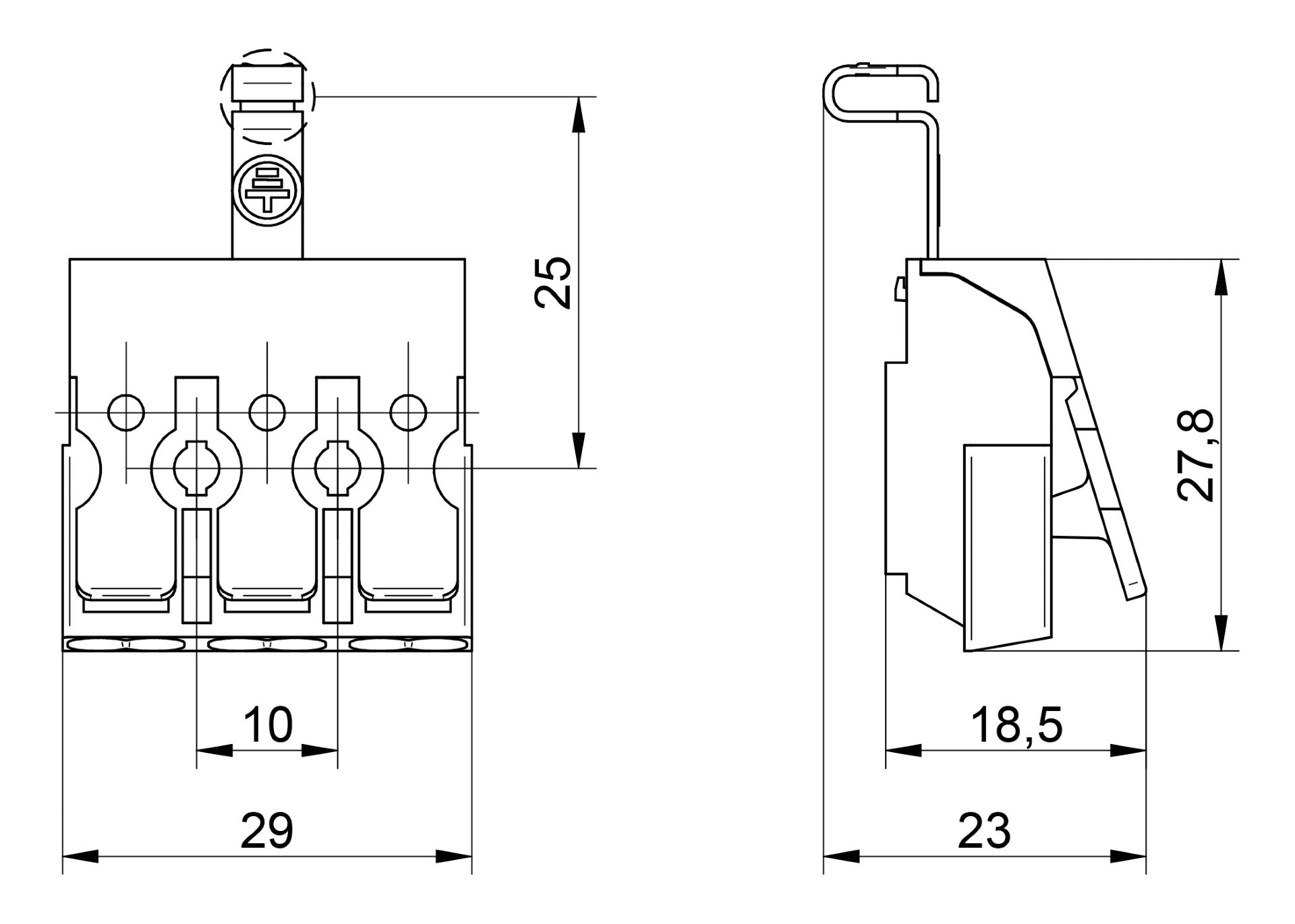 Venta/distribuidor/mayorista Conectores sin tornillos para el cableado interior de equipos de iluminacin y elctricos. Conexin rpida para equipos 3103 TA