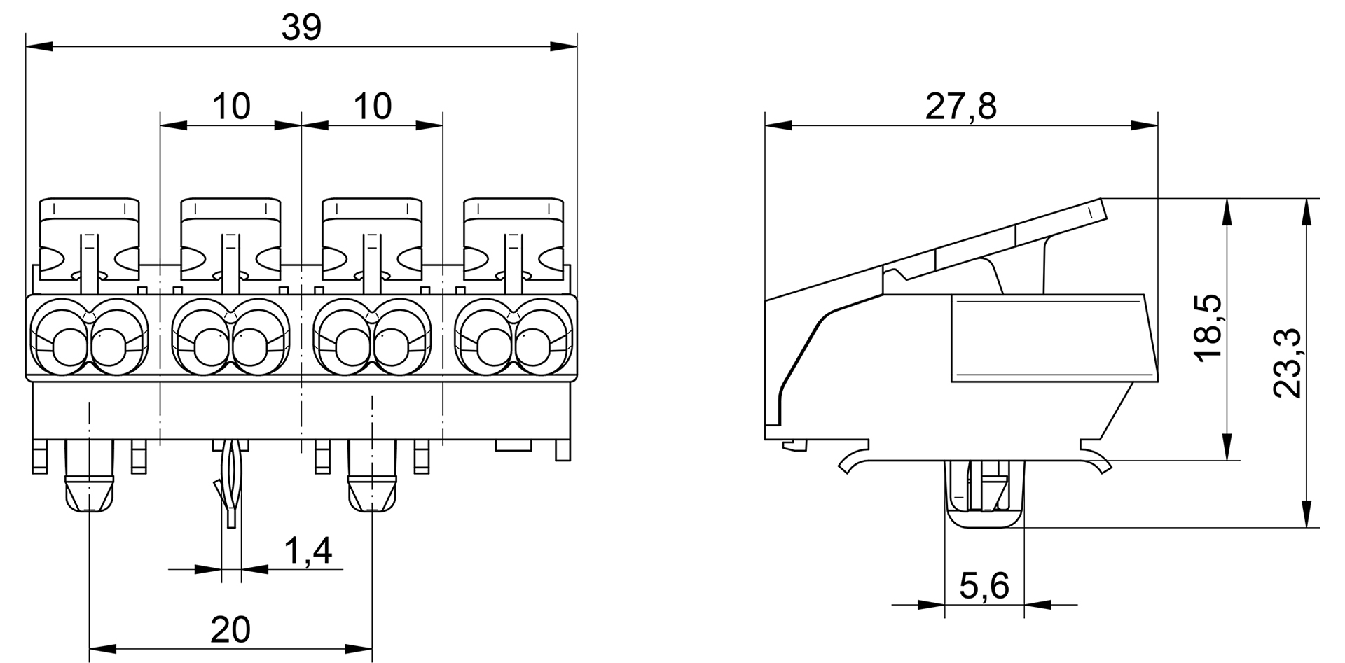 Venta/distribuidor/mayorista Conectores sin tornillos para el cableado interior de equipos de iluminacin y elctricos. Conexin rpida para equipos 3104 A TI
