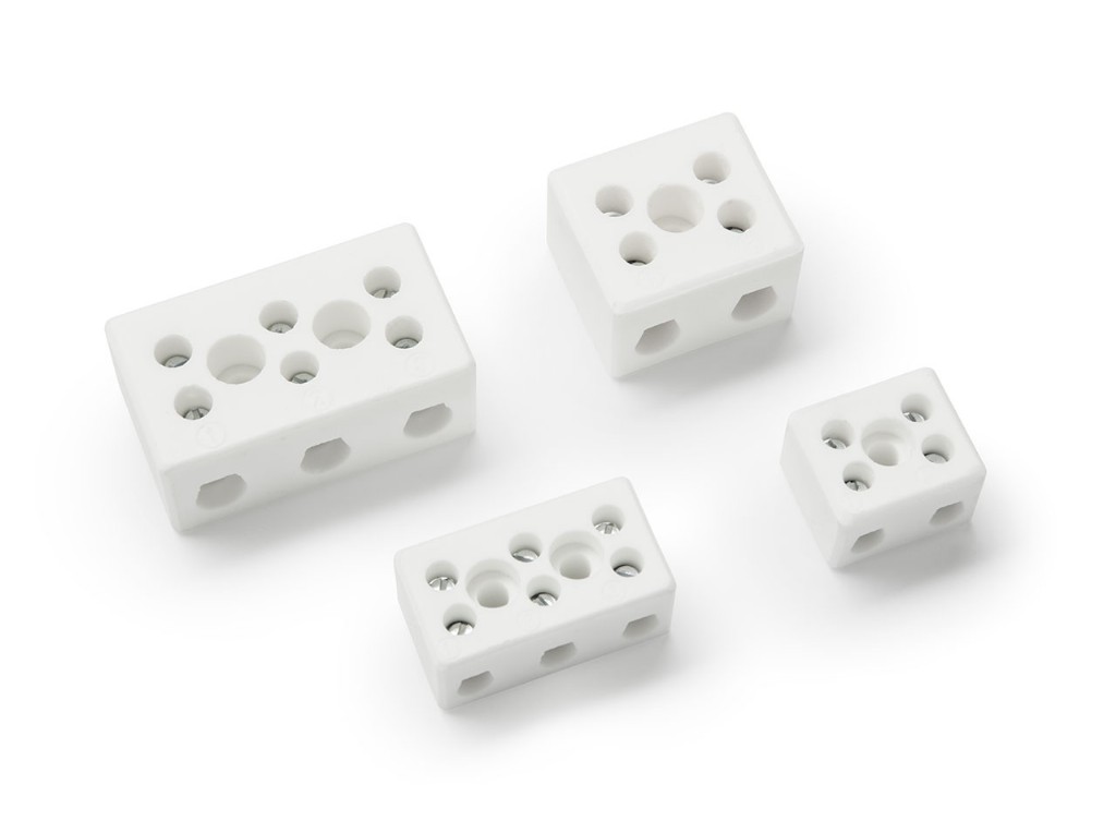Venta/distribucin/mayoristaRegletas con aislante cermico para realizar conexiones elctricas con conductores de cobre en instalaciones y/o aparatos con temperatura de trabajo elevadas.