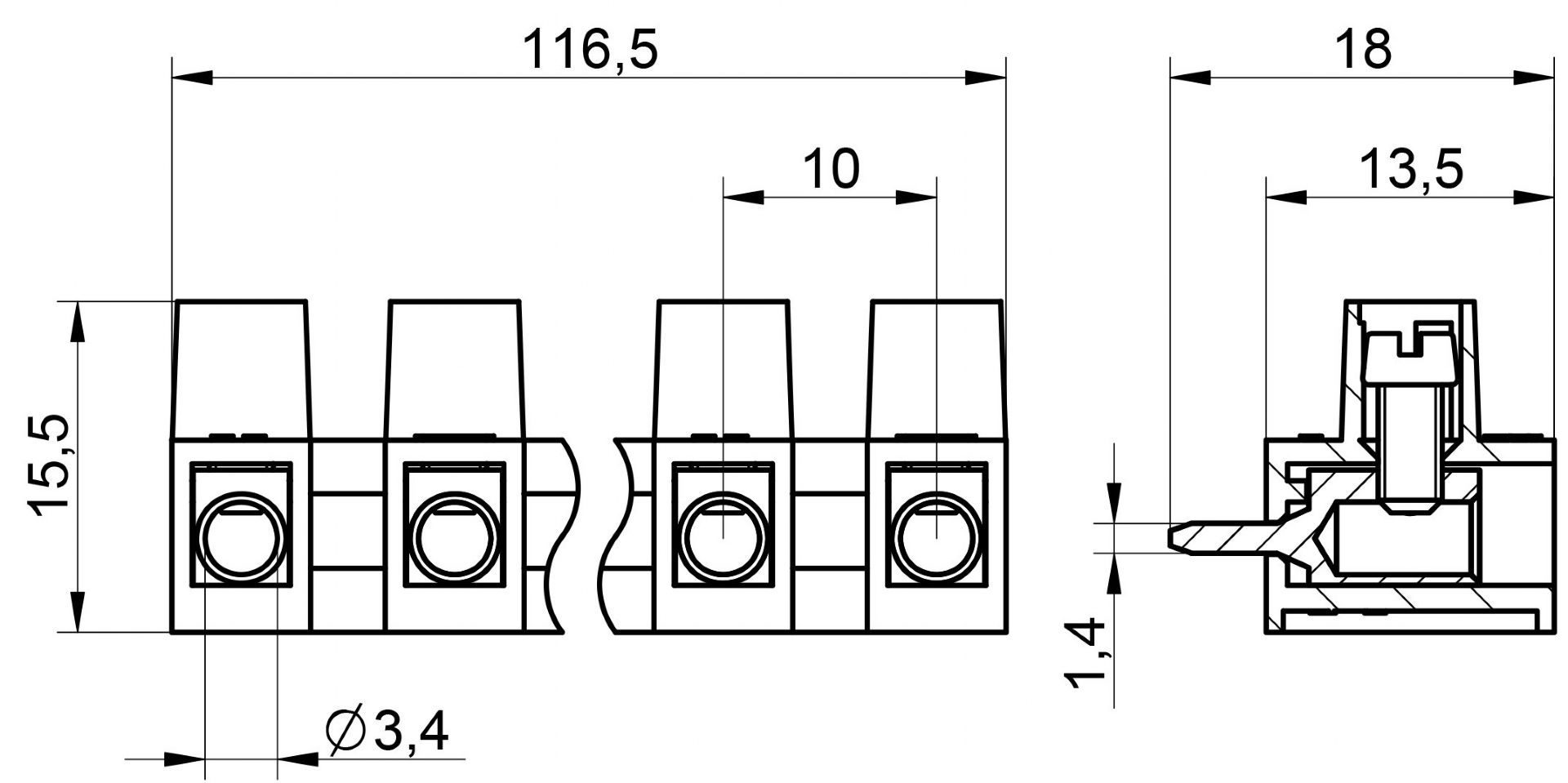 Venta/distribuidor/mayorista de conectores de tornillo para uso en placas de circuito impreso. TK5000 H4,5